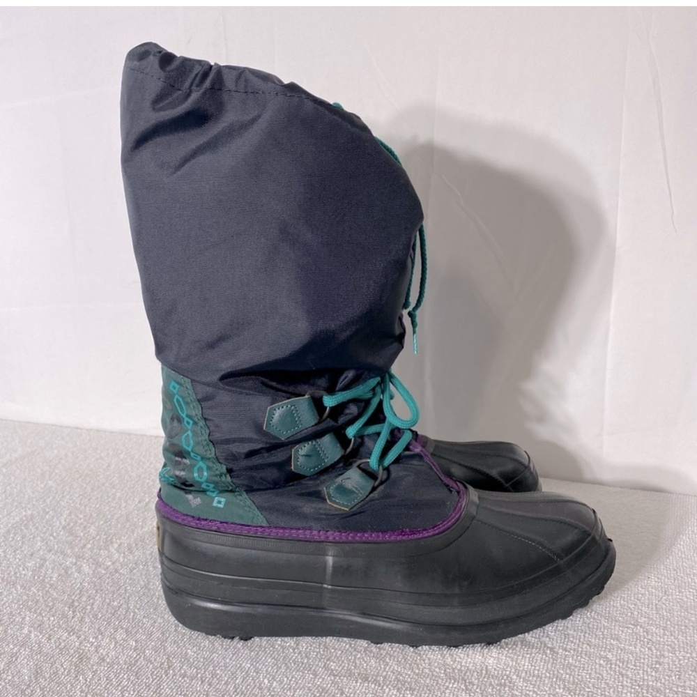 Vintage 90s Sorel Black Purple Teal Freestyle Sport Winter Snow Boots 11